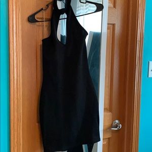 Black Rayon Halter Dress